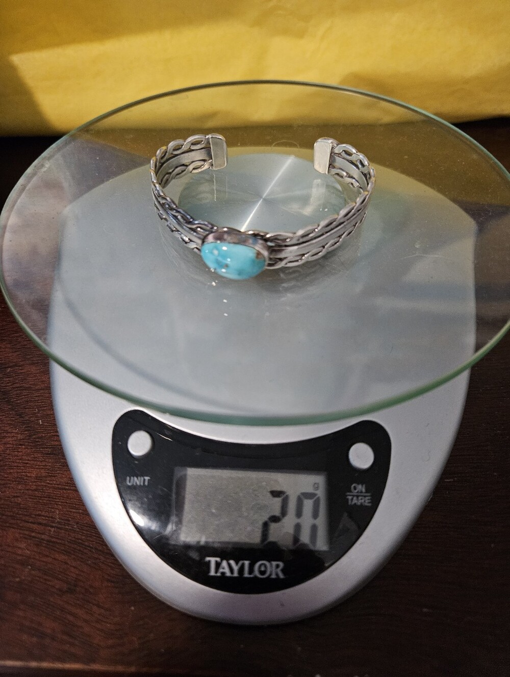 Native American Turquoise Stone Silver Cuff Bracelet - Bright Turquoise - Picture 5 of 5